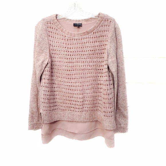 The Limited Sweaters - The Limited Women's Marled Pink Wool Blend  Knit  layered sweater ❤️